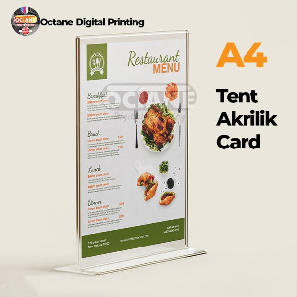 Tent Card Akrilik + Print A4